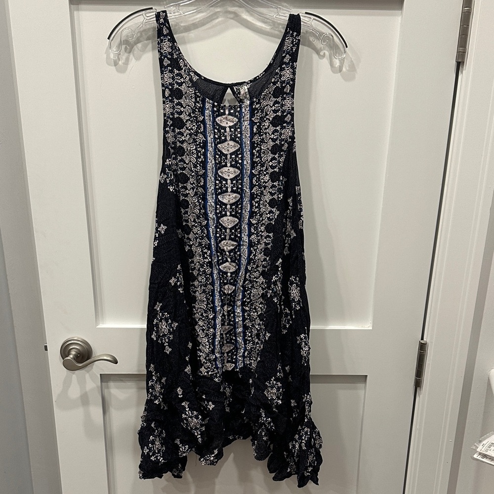 Free People Black and White Floral Mini Dress